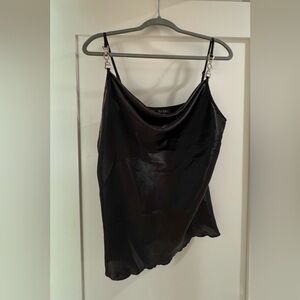 Nicole Miller Black Satin Cowl Slip Camisole